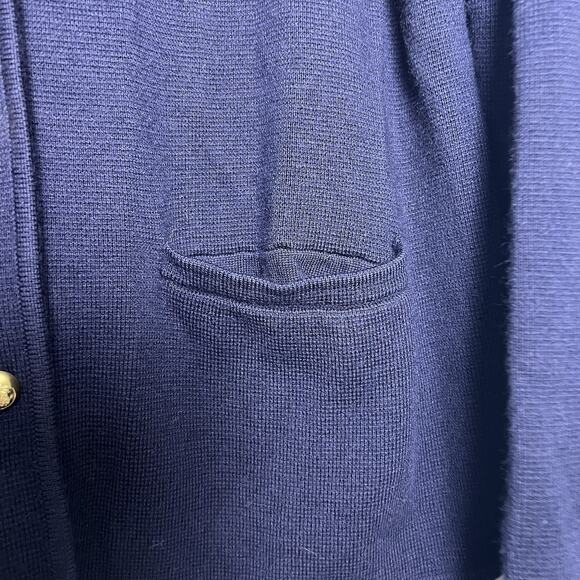 Talbots Womens Button Up Wool Blend Knit Blazer Sz XL Navy Blue Military Preppy - Picture 3 of 16